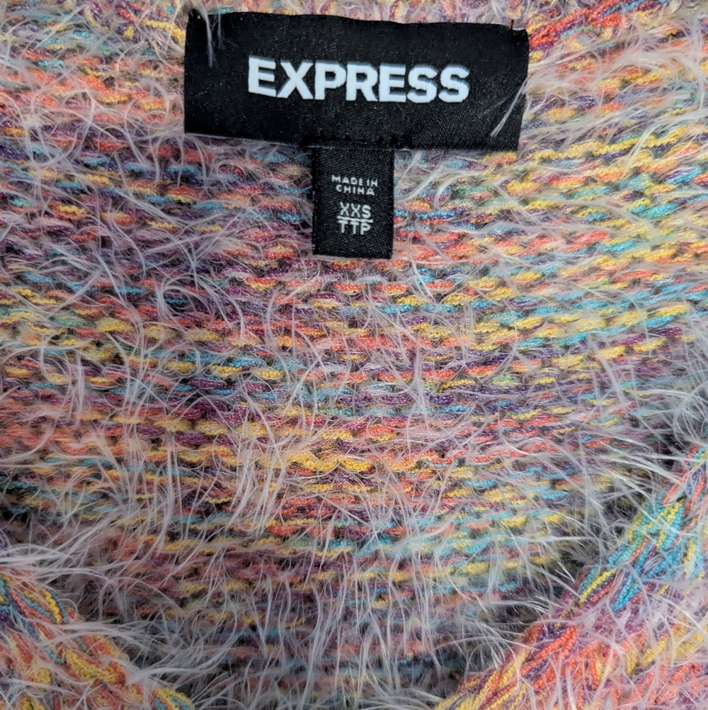 Express Rainbow Textured V-neck Flare Sleeve Sweater - Picture 5 of 5